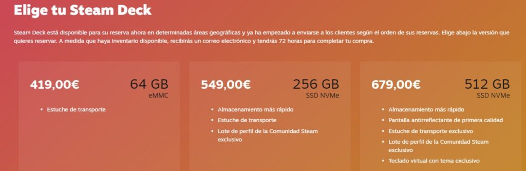 steam deck precio