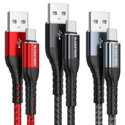 BLACKSYNCZE Cable USB C, [3 Pack 2M] 3,1A Cargador Tipo C Nylon Cable Tipo C Carga Rápida y Sincronización para Samsung Galaxy S22 S21 S20 S10 S9 S8 A71 A51 Note 20 10, Huawei P40 P30 P20, Mi 12 11