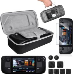 [11 en 1] Benazcap Funda Compatible con el Steam Deck, Kit de Accesorios con Bolsa de Viaje, Protector de Pantalla, Funda Protectora de Silicona, Protección del Touchpad y Mucho Más.