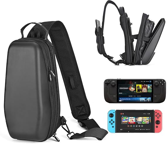 Younik Bolsa de Transporte para la Steam Deck Consola y Accesorios, Mochila Protectora con Carcasa rígida de Viaje para Steam Deck y Switch